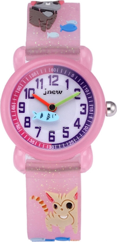 Fibex Jnew Kids Cats 86261-rose - Kvarts - Lyserød - Barneklokker - Gummi - Akryl