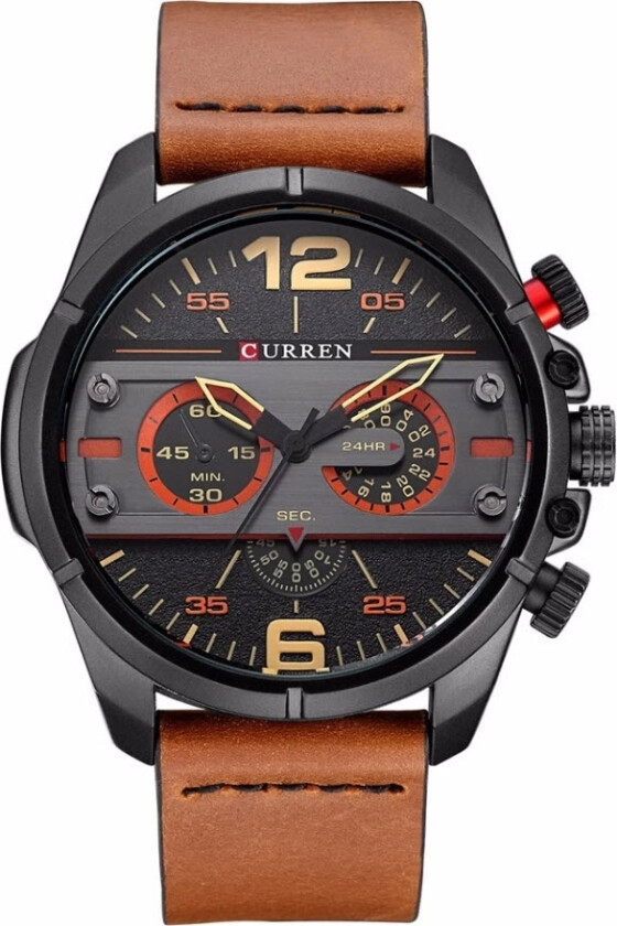 8259-BLORBR - Kvarts - Sort - Herreklokker - Skinn - Mineral