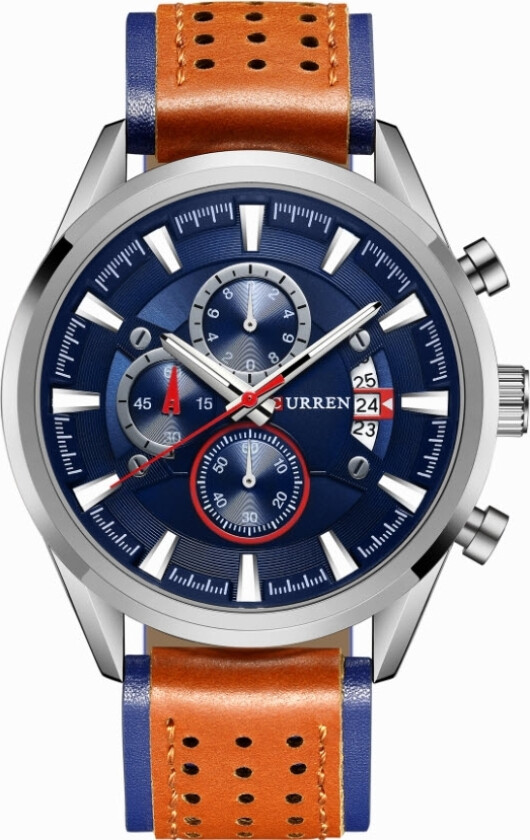 Chronograph 8290-SLBUBR - Kvarts - Sølv - Herreklokker - Skinn - Mineral