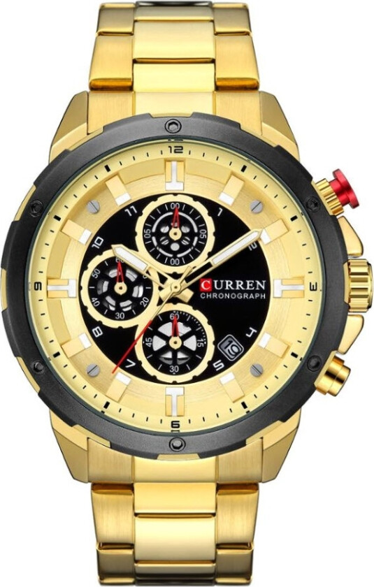 Chronograph 8323-GLBLGLGL - Kvarts - Gull Sort - Herreklokker - Rustfritt stål - ledd m/pin - Mineral