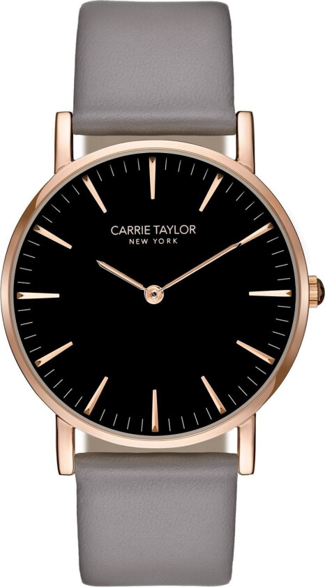Lexington Rosegold/Black Grey Leather - Kvarts - Rosegull - Dameklokker - Skinn - Mineral
