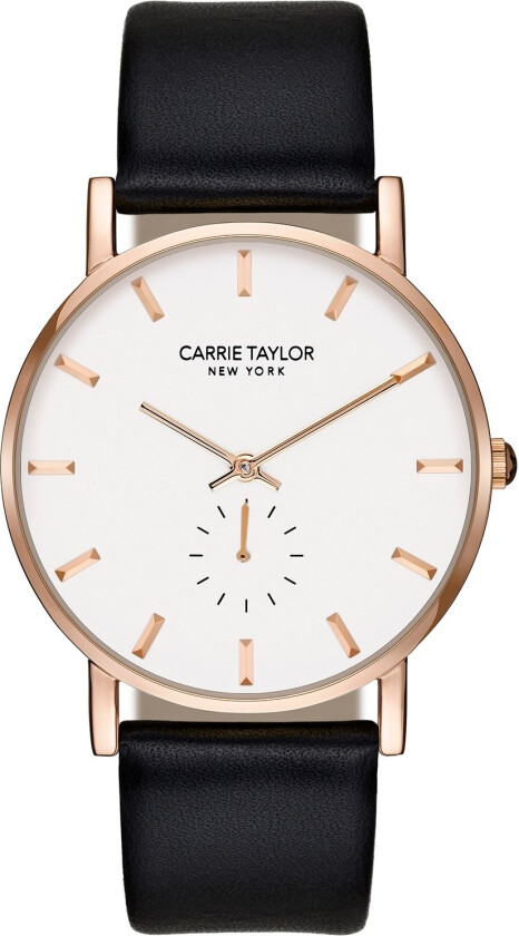 Lincoln Rosegold/White Black Leather - Kvarts - Rosegull - Dameklokker - Skinn - Mineral