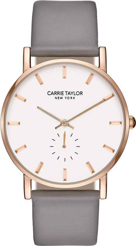 Lincoln Rosegold/White Grey Leather - Kvarts - Rosegull - Dameklokker - Skinn - Mineral