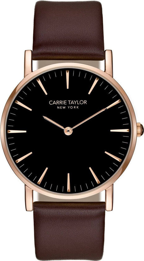 Lexington Rosegold/Black Brown Leather - Kvarts - Rosegull - Dameklokker - Skinn - Mineral