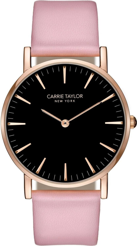 Lexington Rosegold/Black Pink Leather - Kvarts - Rosegull - Dameklokker - Skinn - Mineral