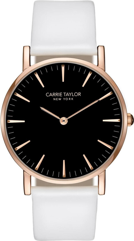 Lexington Rosegold/Black White Leather - Kvarts - Rosegull - Dameklokker - Skinn - Mineral