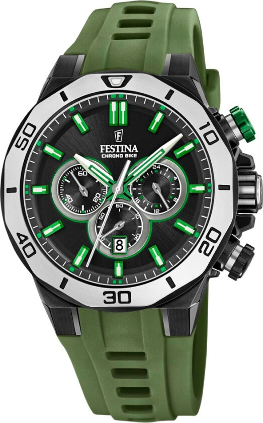 Chrono Bike 2019 F20450/4 - Kvarts - Sort - Herreklokker - Gummi - Mineral