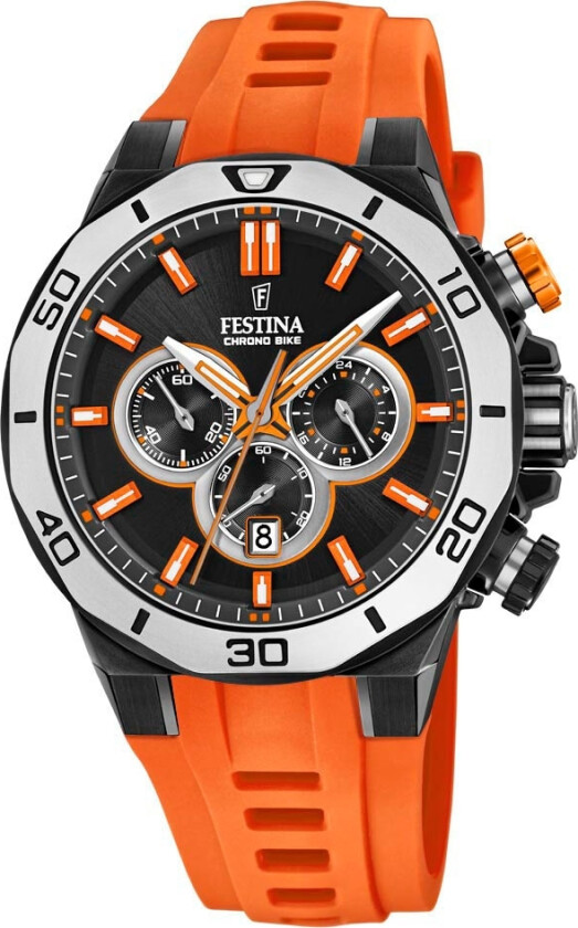 Chrono Bike 2019 F20450/2 - Kvarts - Sort - Herreklokker - Gummi - Mineral