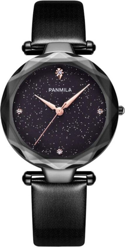 Ladies P0229M-DZ1HHH - Kvarts - Sort - Dameklokker - Skinn - Mineral