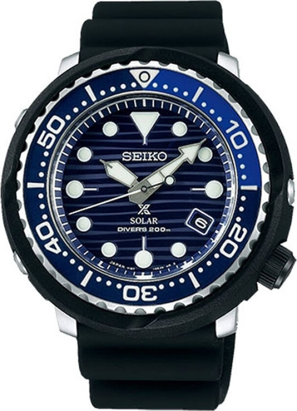 Forelsk deg i klokkens detaljer - Seiko Prospex Solar Save The Ocean Special Edition SNE518P1 - Kvarts - Sort Sølv - Herreklokker - Silikon -...
