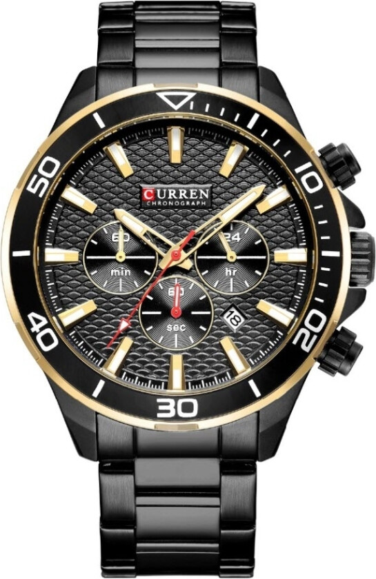 Chronograph 8309-BLGLBLBL - Kvarts - Gull Sort - Herreklokker - Rustfritt stål - ledd m/pin - Mineral