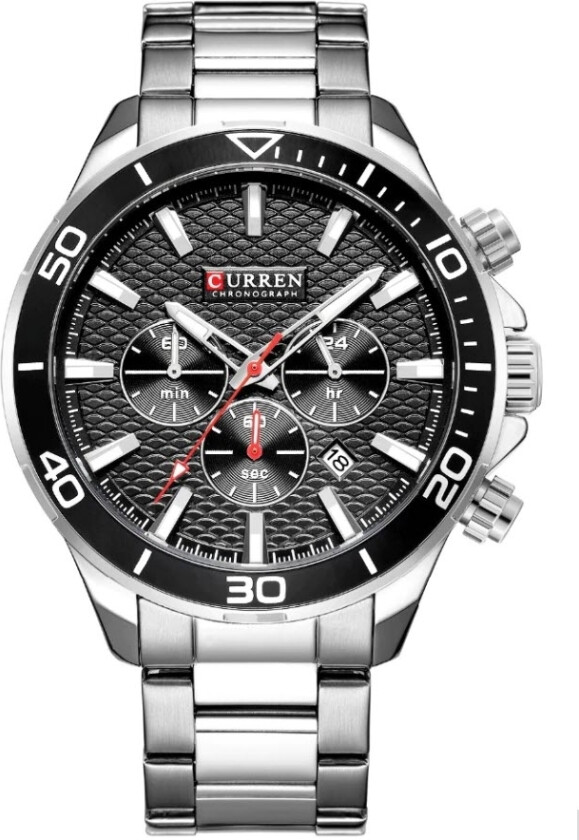 Chronograph 8309-SLBLBLSL - Kvarts - Sølv - Herreklokker - Rustfritt stål - ledd m/pin - Mineral