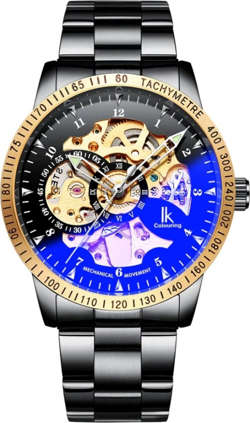 Skeleton Automatic 98226G-BLGLBL - Automatisk - Gull Sort - Herreklokker - Rustfritt stål - ledd m/skrue - Mineral