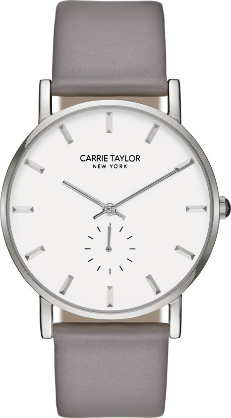 Lincoln Silver/White Grey Leather - Kvarts - Sølv - Dameklokker - Skinn - Mineral