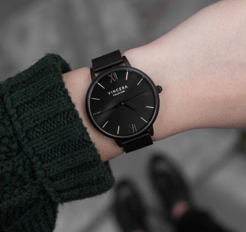 Vincero The Eros Mesh Matte Black Bla-Msh-E18 - Kvarts - Sort - Dameklokker - Meshlenke - Safirbelagt mineralglas