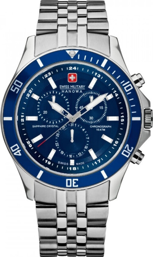 Flagship Chrono 06-5183.04.003 - Kvarts - Sølv - Herreklokker - Rustfritt stål - ledd m/pin - Safir