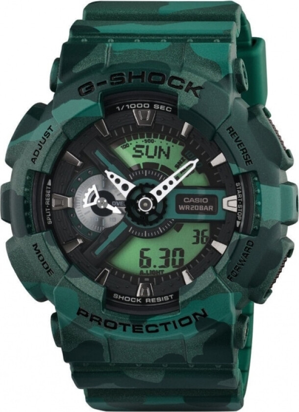 G-Shock GA-110CM-3AER - Anadigi - Grønn Olvengrønn - Herreklokker - Resin - Mineral