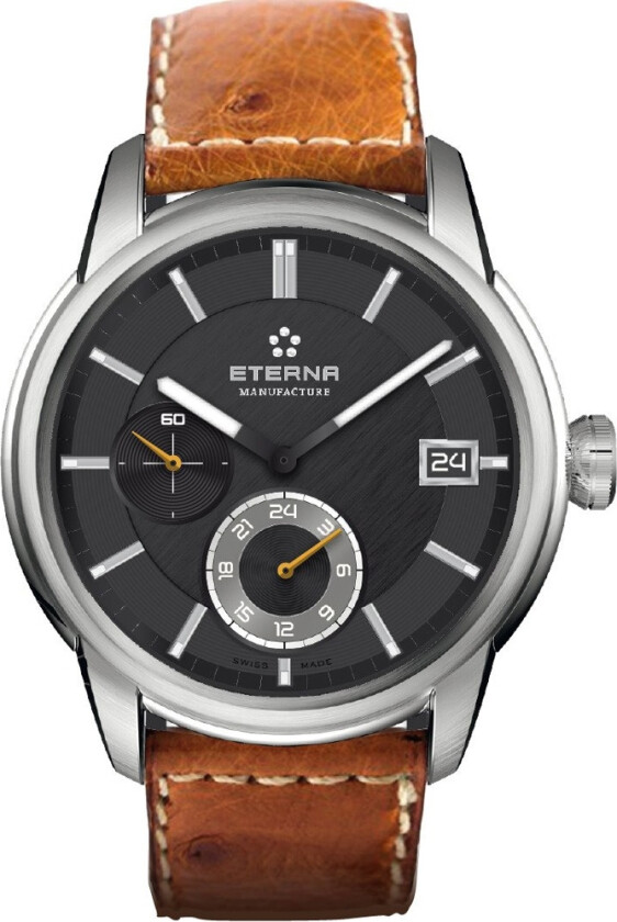 Eterna Adventic GMT Manufacture 7661.41.56.1352 - Automatisk - Sølv - Herreklokker - Skinn - Safir
