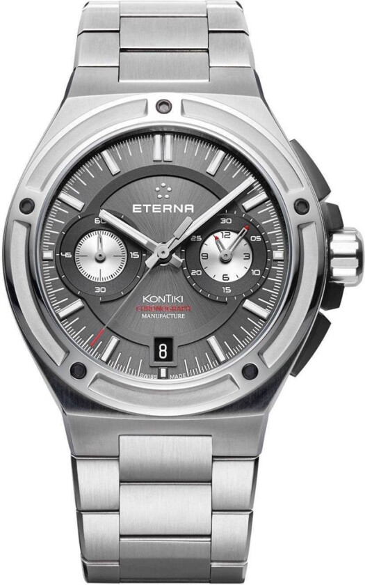 Eterna Royal KonTiki Manufacture 7755.40.50.0280 - Automatisk - Sølv - Herreklokker - Rustfritt stål - ledd m/pin - Safir