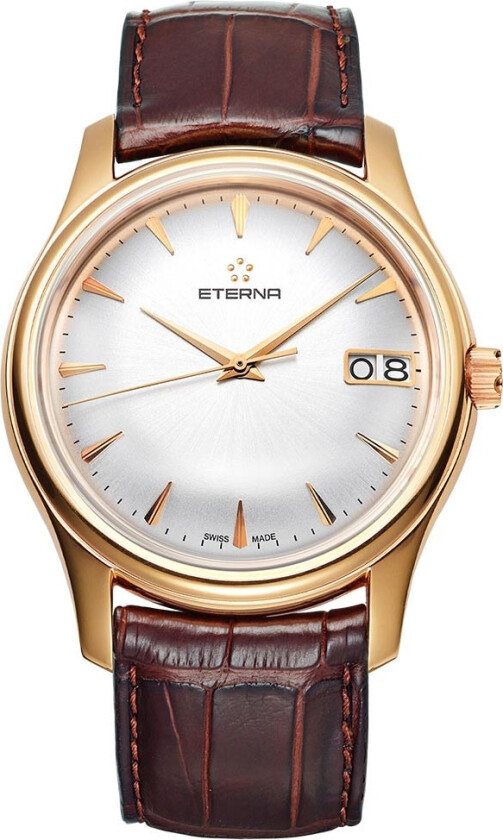 Eterna Vaughan Big Data 18 Karat Gold 7630.69.10.1185 - Automatisk - Rosegull - Herreklokker - Skinn - Safir