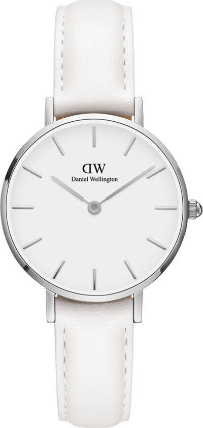 Petite 28mm Bondi White Silver DW00100250 - Kvarts - Sølv - Dameklokker - Skinn - Mineral
