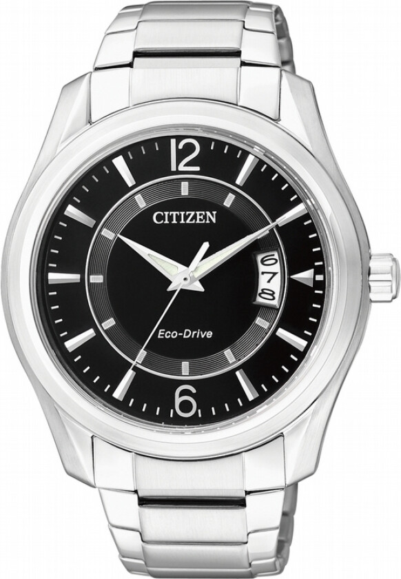 AW1030-50E - Eco-Drive herreklokke i rustfritt stål med svart urtavle - Kvarts - Sølv - Herreklokker - Rustfritt stål - Mineral