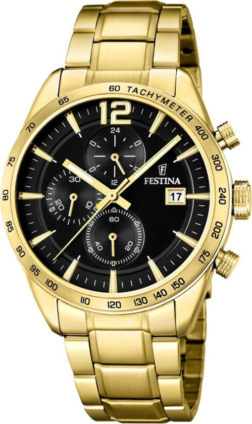 Gold/Black Chrono F20266/3 - Kvarts - Gull - Herreklokker - Rustfritt stål - ledd m/pin - Mineral