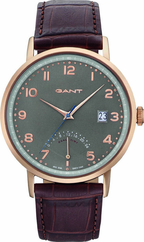 Pennington Leather Dual time GT022004 - Kvarts - Rosegull - Herreklokker - Skinn - Mineral