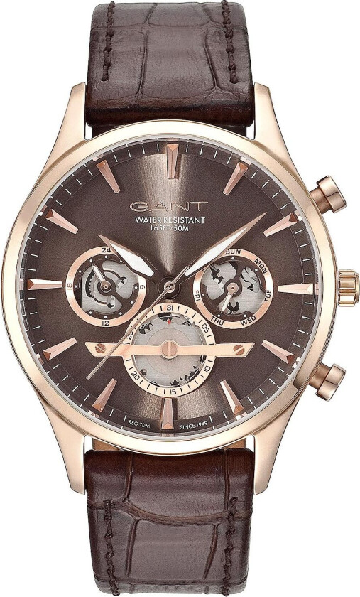 Ridgefield GT005003 - Kvarts - Rosegull - Herreklokker - Skinn - Mineral