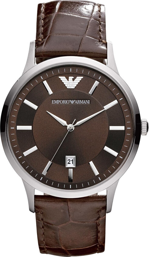 Emporio Armani AR2413 - Kvarts - Sølv - Herreklokker - Skinn - Mineral