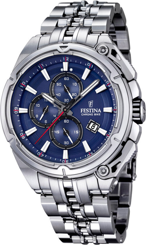 2015 Tour de France Chrono F16881/2 - Kvarts - Sølv - Herreklokker - Rustfritt stål - ledd m/pin - Mineral