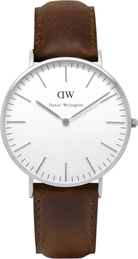 Classic Bristol Dameklokke, Sølv, 36mm - Kvarts - Sølv - Dameklokker - Skinn - Mineral