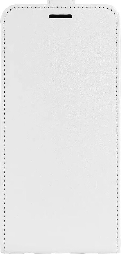 iPhone 14 Vertikalt Flip Kunst Skinn Deksel med Lommebok - Hvit
