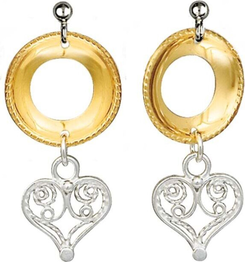 Øredobber Hallingdal i 830 hvitt og forgylt sølv