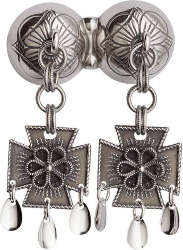 Halssølje i 830 oksidert sølv med rosett