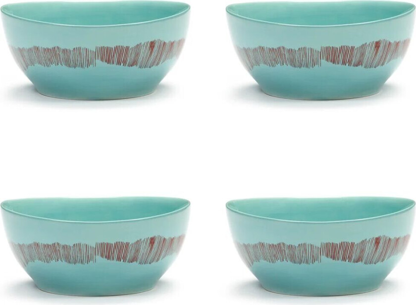 Ottolenghi Feast skål S Ø15 cm 4-pakning Azure stripes-red