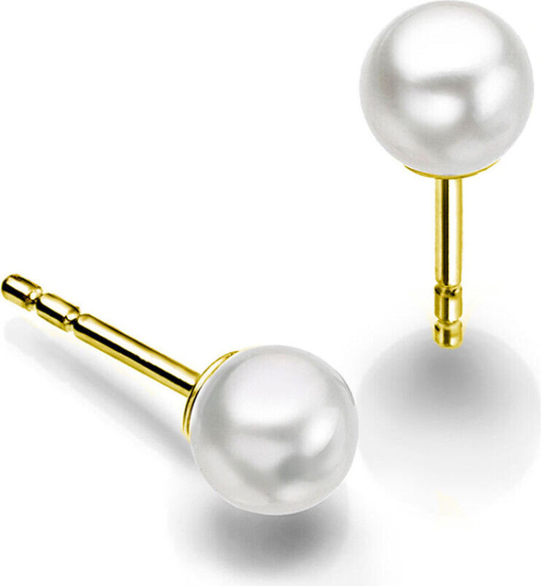 , Øredobber i 585 gult gull med ferskvannsperler