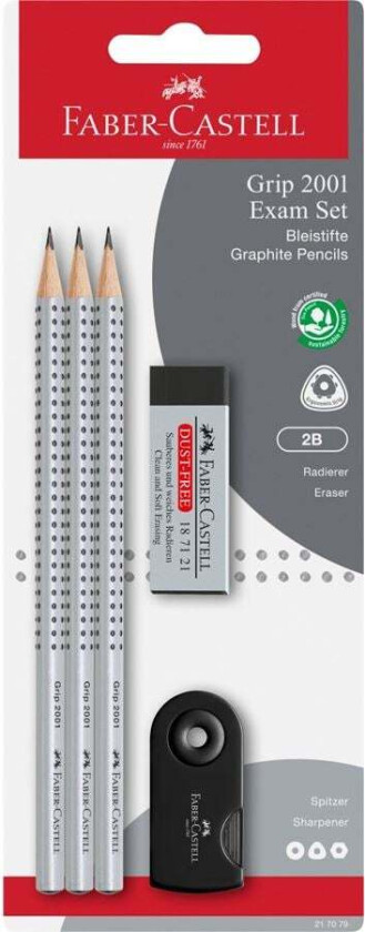 Blyantsett Faber Grip Grå Viskelær Blyantspisser