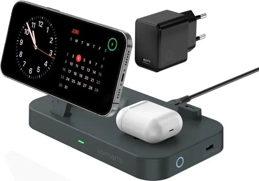 4smarts Qi2 Trådløs Lader 15W - MagSafe Kompatibel - Svart