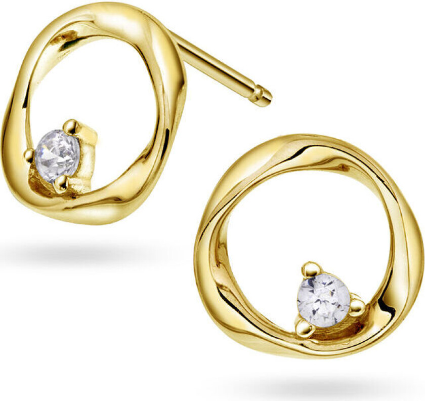 Øredobber i 925 forgylt sølv med zirkonia