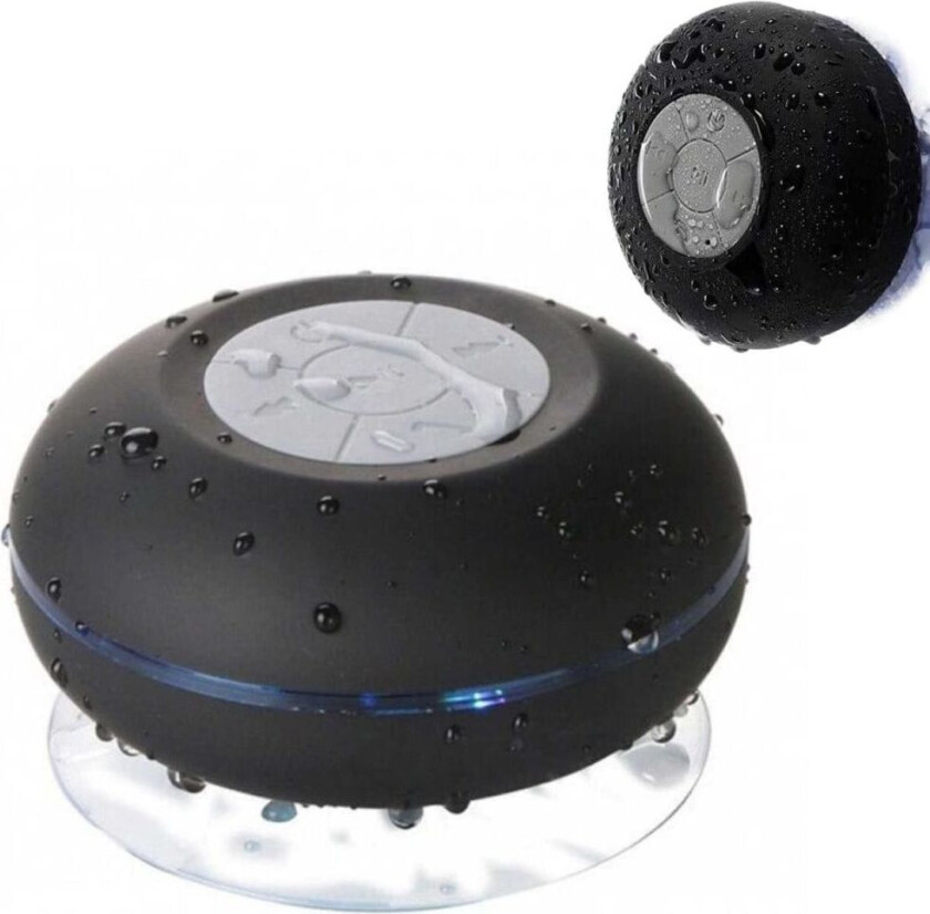 Vanntett dusjhøyttaler - Bluetooth-høyttaler med sugekopp Svart