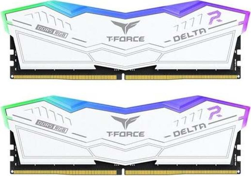 T-Force Delta RGB DDR5-6000 - 32GB - CL38 - Dual Channel (2 pcs) - Intel XMP - Hvit med RGB