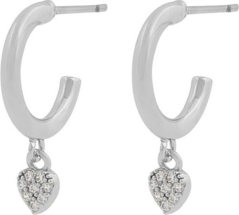 Snö of Sweden North, Øreringer i forsølvet messing med hengende hjerte