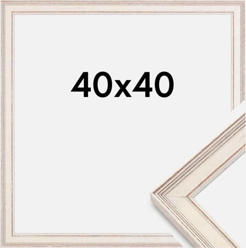 Ramme Shabby Chic Akrylglass Hvit 40x40 Cm