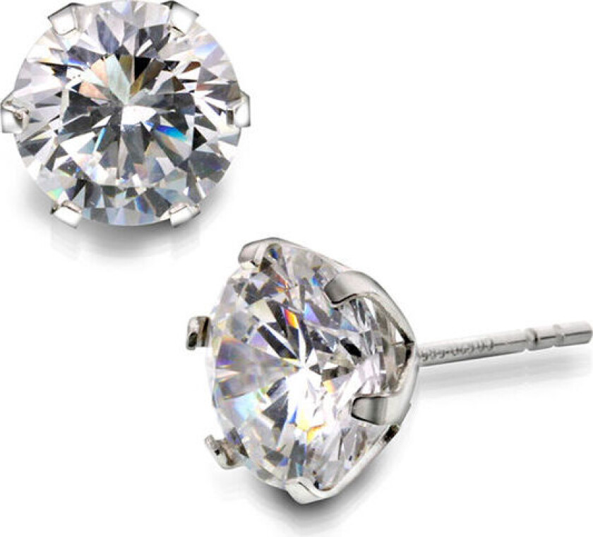 , Øredobber i 585 hvitt gull med zirkonia