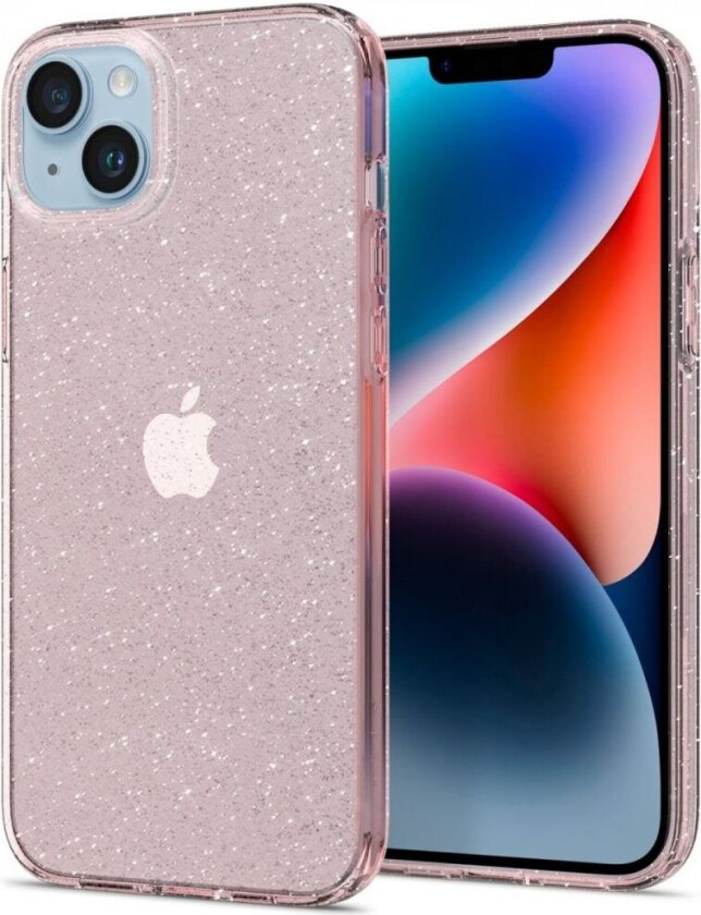 iPhone 14 Plus Deksel Liquid Crystal Glitter Rose Quartz