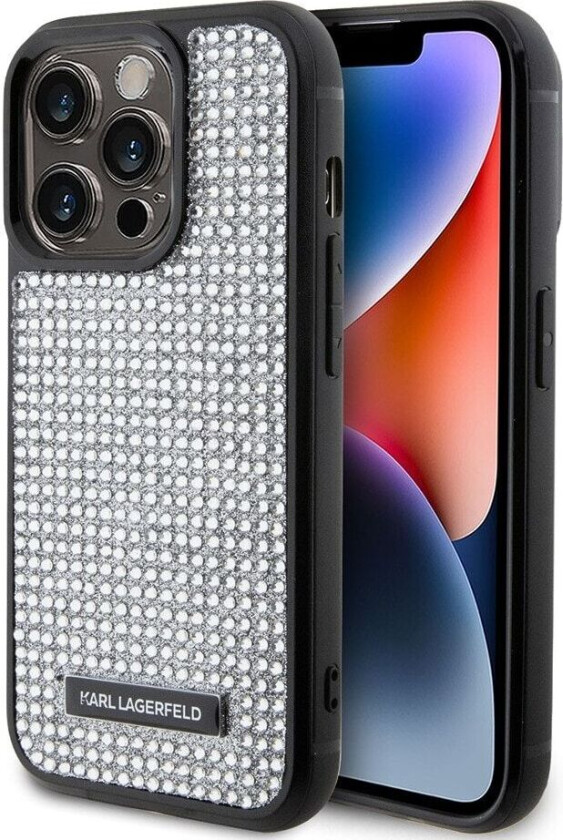 Karl Lagerfeld iPhone 15 Pro Deksel Rhinestone Sølv