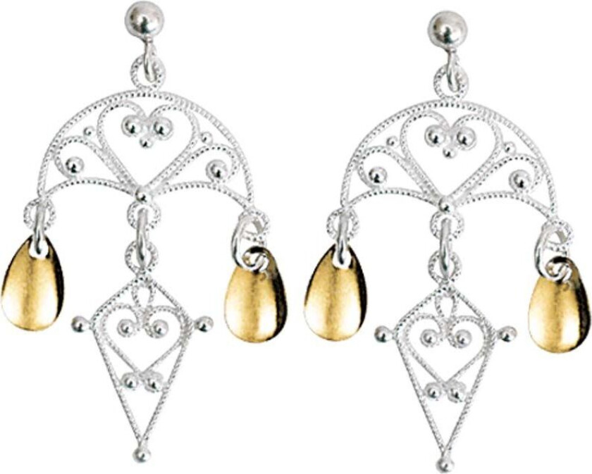 Øredobber Bergen i 830 hvitt og forgylt sølv