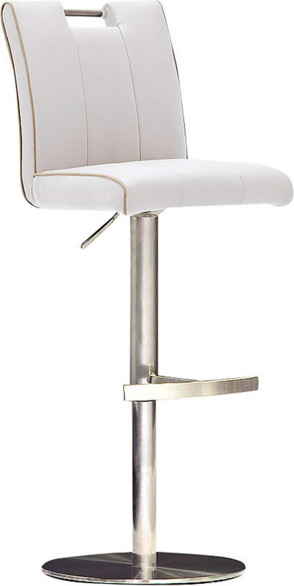 Navajo Barstol Rund Fot Kunstlær - Hvit/Stål