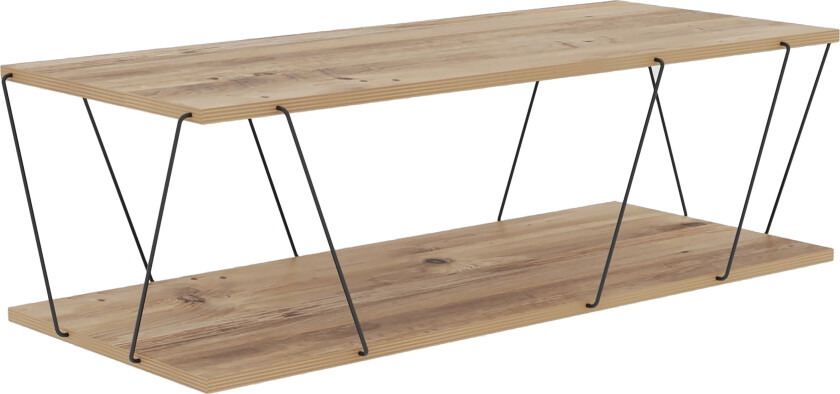 Sarnate Sofabord 120 cm med Oppbevaring Hylle - Natur/Svart